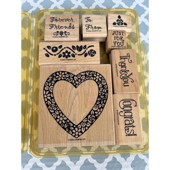 Stampin Up Vintage Wood Rubber Stamps Set of 8 Pre-Loved - Picture 1 of 3